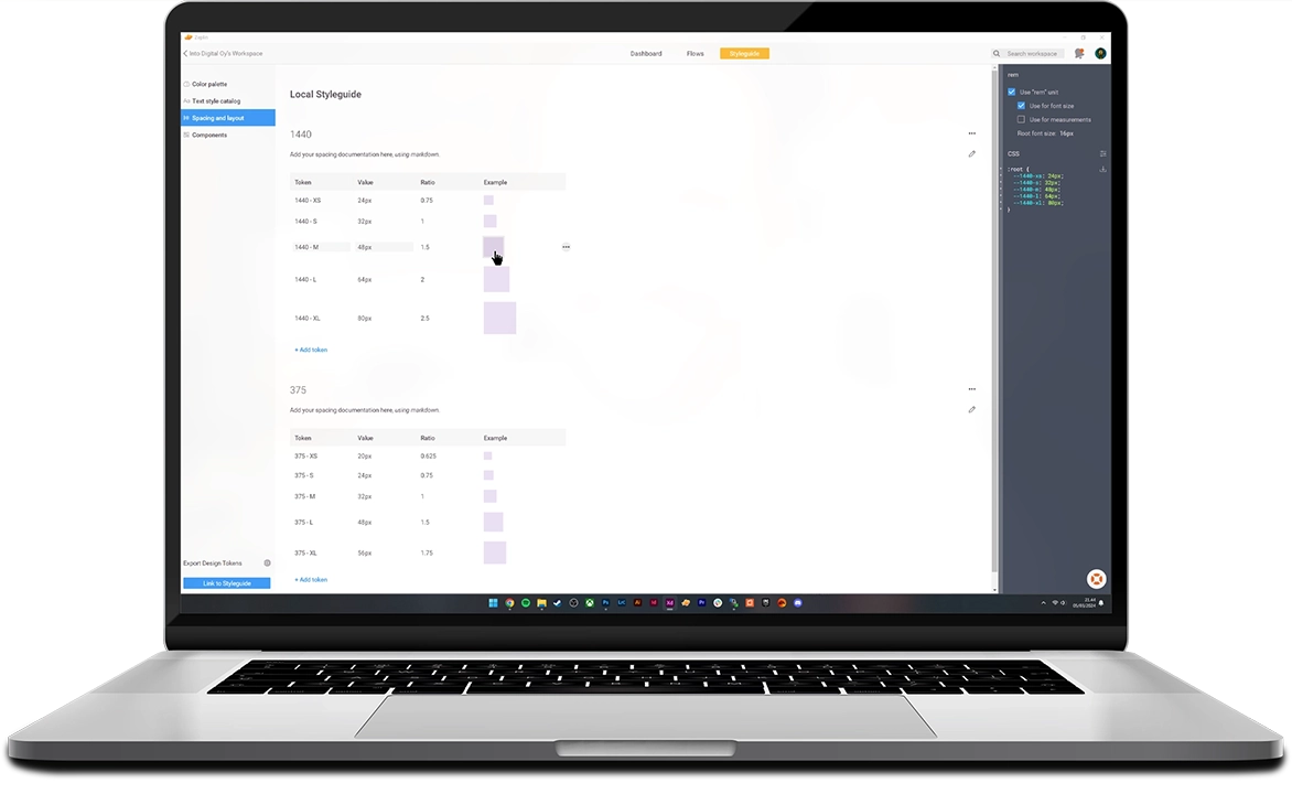 Device mockup with design file documentation