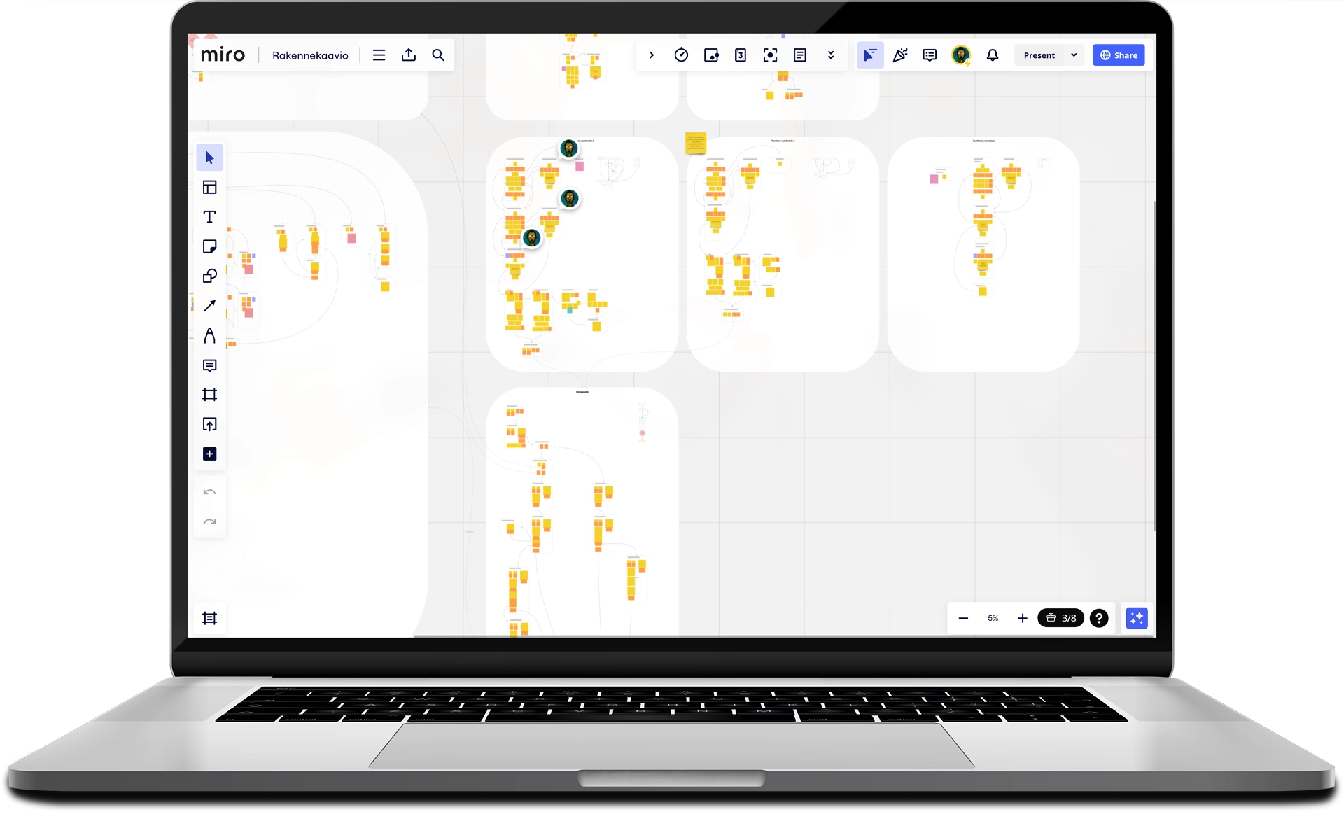 Device mockup with a Service and UX/UI Design user flows and conent specifications