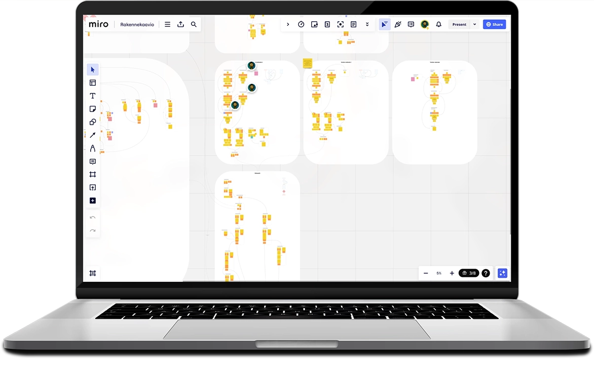 Device mockup with a Service and UX/UI Design user flows and conent specifications