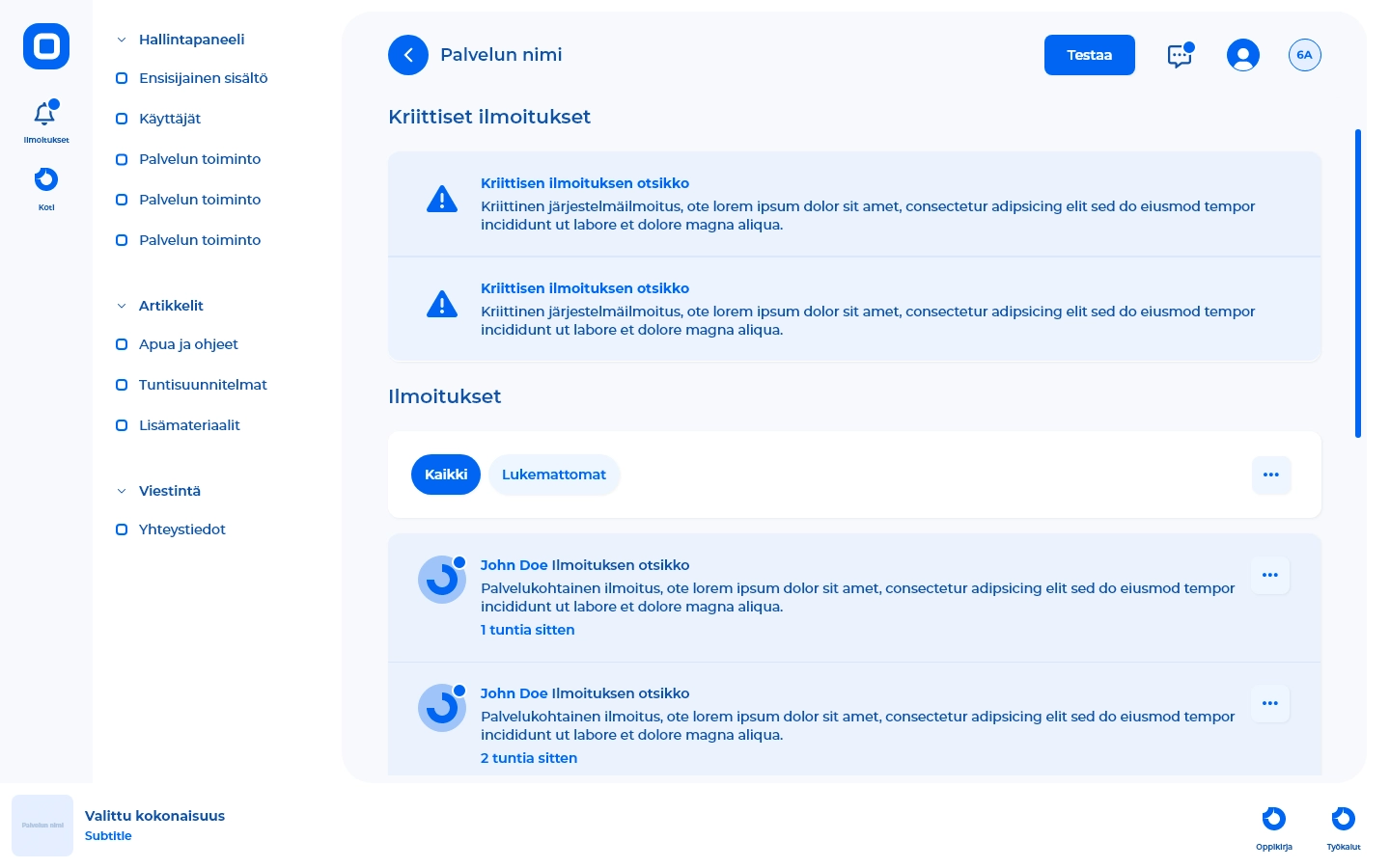 A screenshot of a digital service wireframe layout prototype